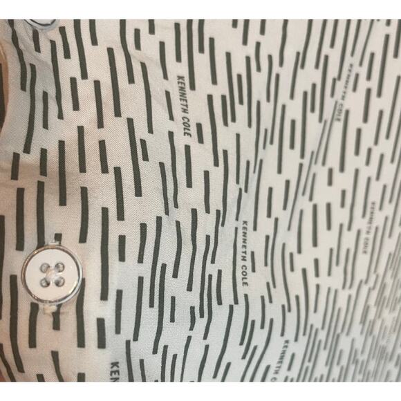 Kenneth Cole-New York Size L White and Green Mens Button Up - Picture 6 of 8
